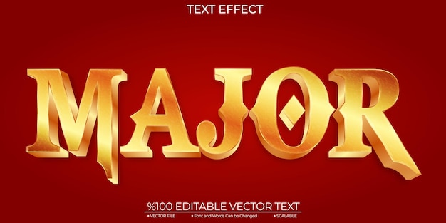 Gold shiny major editable and scalable template vector text effect