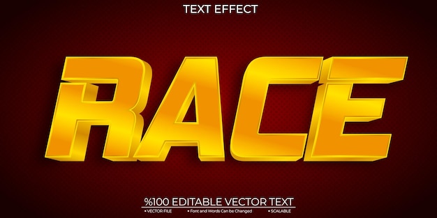 Gold Shiny Race Editable and Scalable Template Vector Text Effect