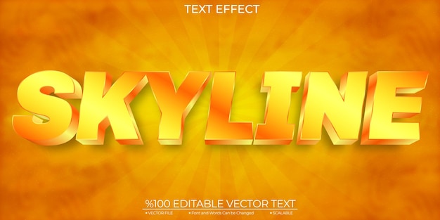 Gold Shiny Skyline Editable and Scalable Template Vector Text Effect