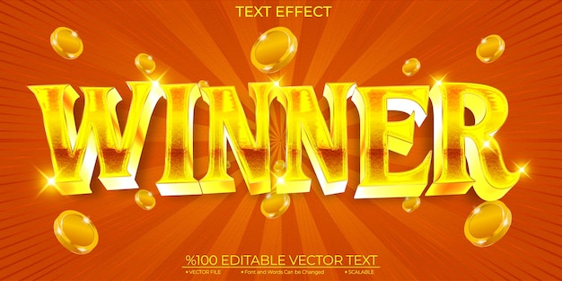 Gold Shiny Winner Editable Vector Text Effect