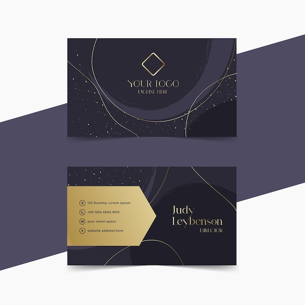 gold shop business card template modern contrast curves dots