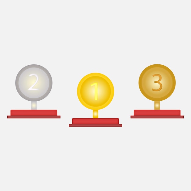 Gold Silver and Bronze Awards Vector illustration drawn in 3d
