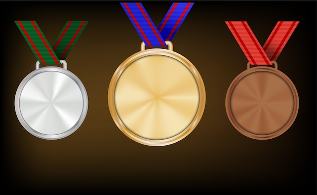 Vector gold silver bronze medal winner