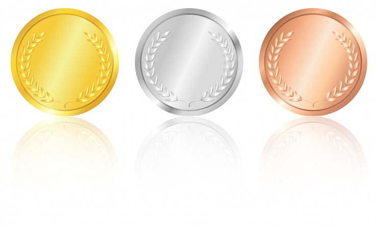 Vector gold, silver and bronze medals.