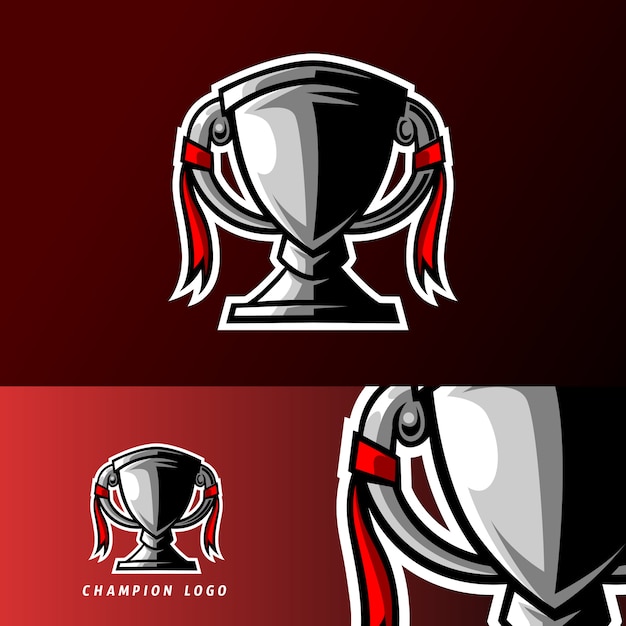 Золотой серебряный чемпионский трофей игровой спортивный киберспорт логотип шаблон