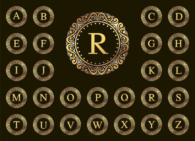 Gold and silver luxury letter A to Z 