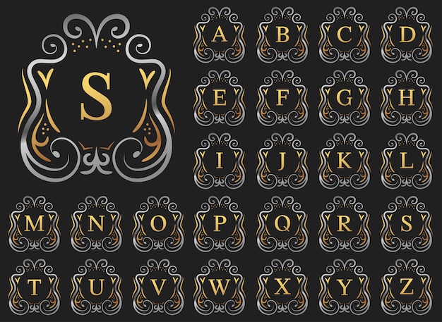 Gold and silver luxury letter A to Z 