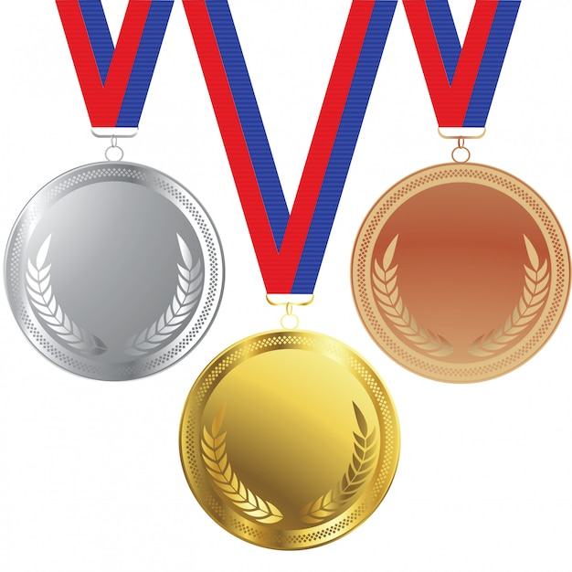 Vettore medaglie d'oro e d'argento
