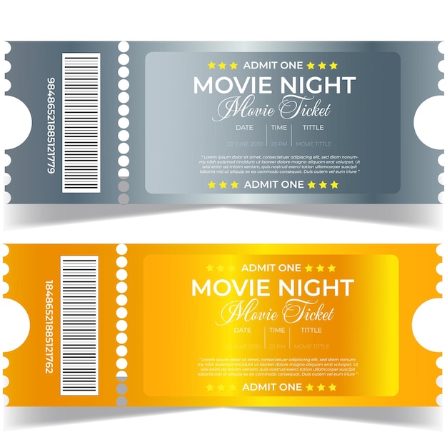 Gold and silver movie or film ticket