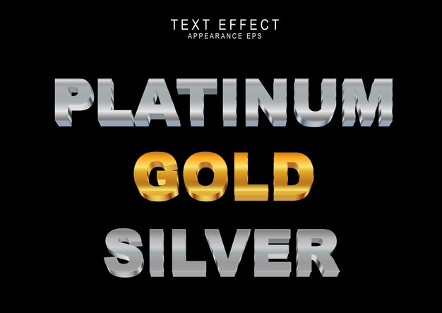 Gold silver platinum font effect eps