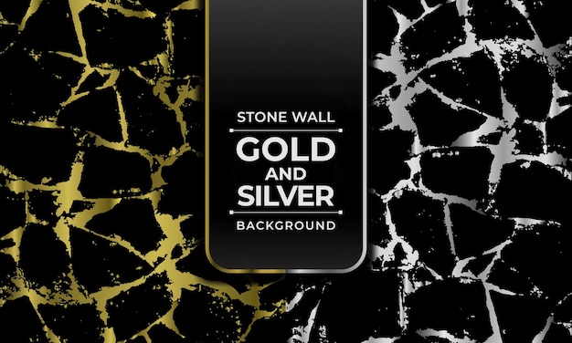 Vector gold and silver texture abstract stone wall background