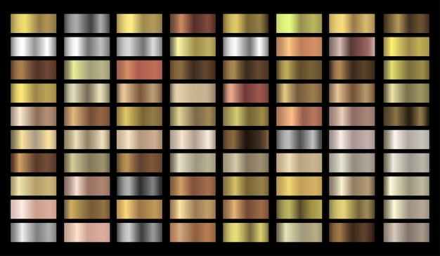 Gold silverwhite and bronze gradients set