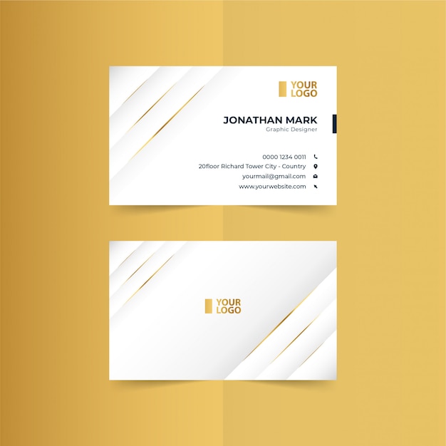 Vector gold simple business cards template premium