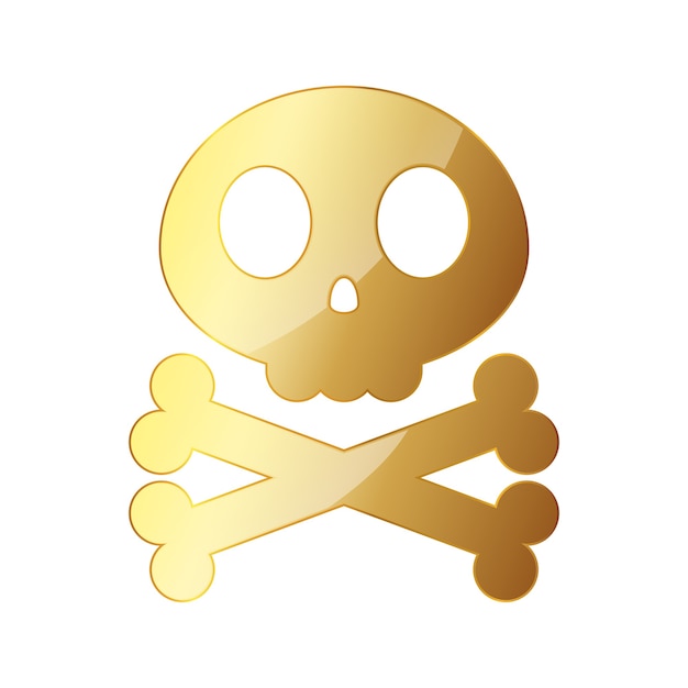 Gold skull with crossbones illustration