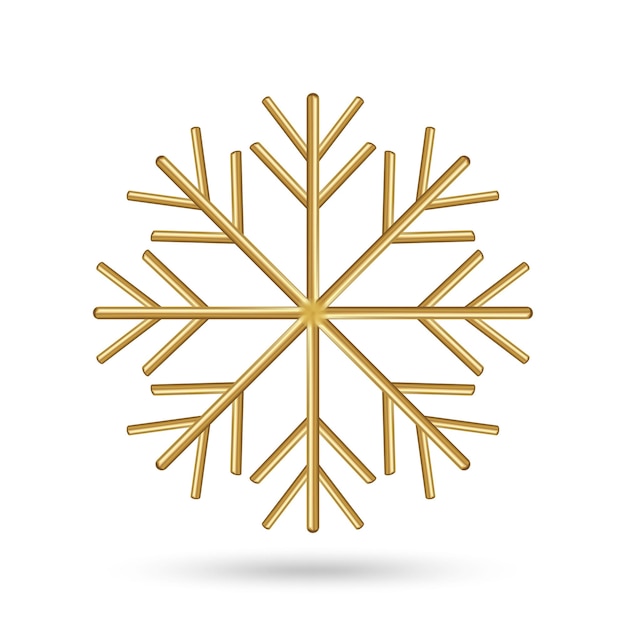 Vector gold snowflake 3d vector realistic icon