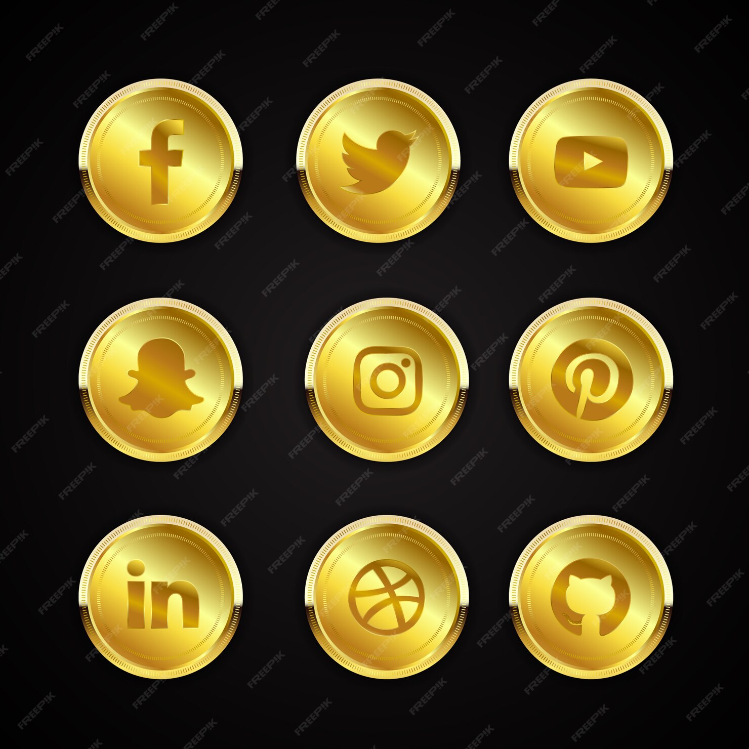 Premium Vector | Gold social media icons collection