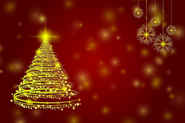 Vector gold sparkling christmas tree background