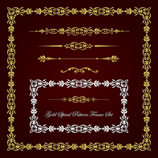 Gold spiral pattern frame and border set.