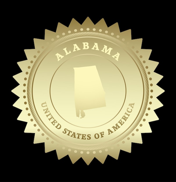 Vector gold star label alabama