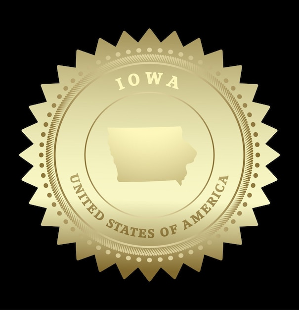 Vector gold star label iowa