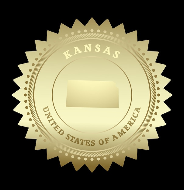 Vector gold star label kansas