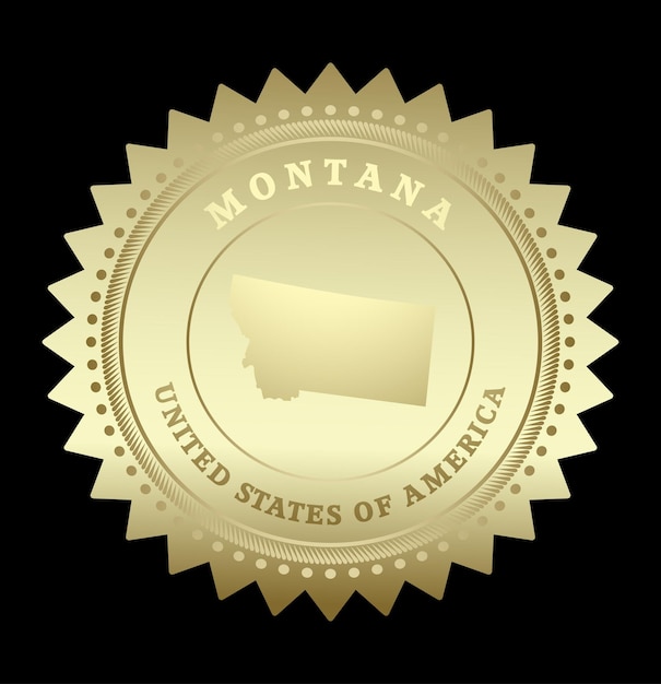 Vector gold star label montana