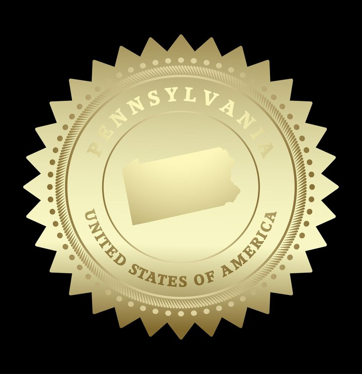 Vector gold star label pennsylvania