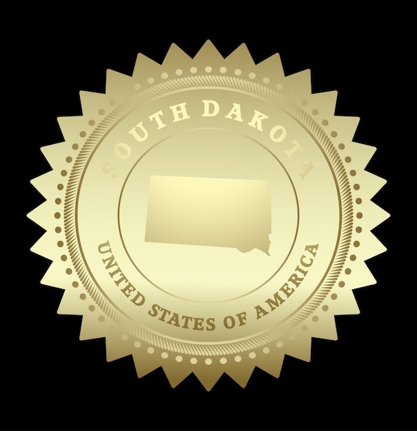 Vector gold star label south dakota