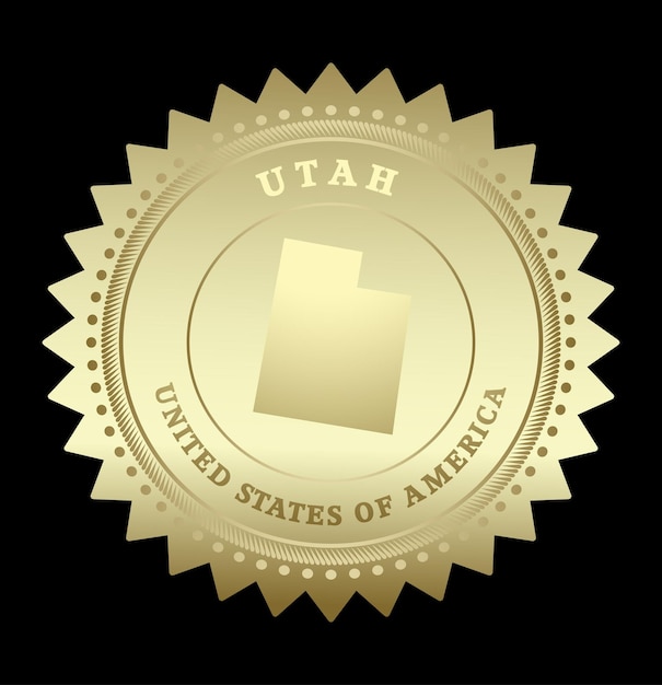 Vector gold star label utah