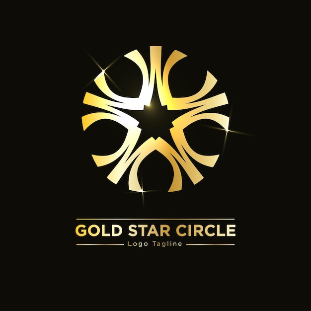 Modello di mandala del cerchio con logo stella d'oro