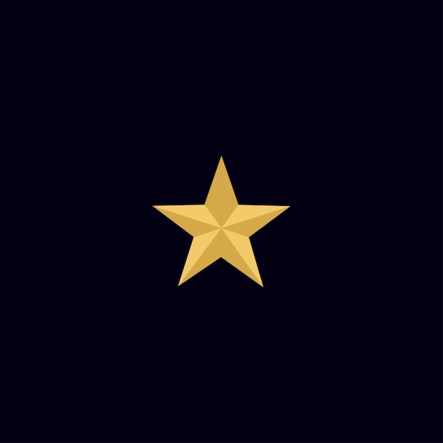 Logo gold star in elegante geometria di stile con sfondo blu scuro