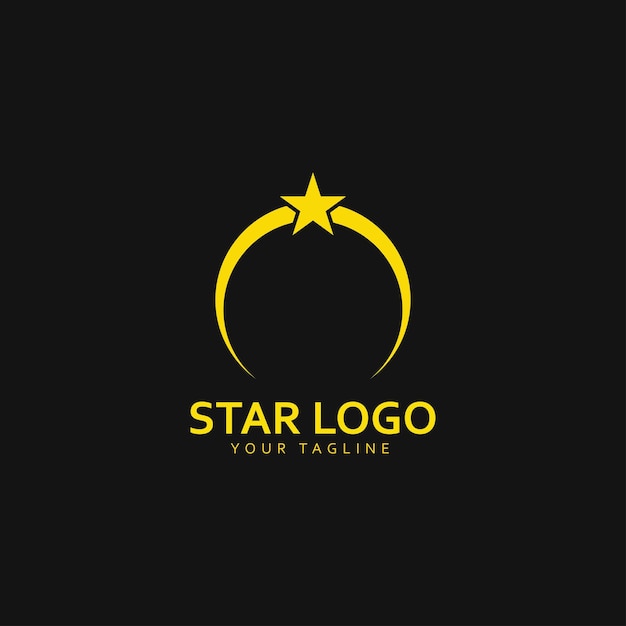 Gold star logo vector with black background