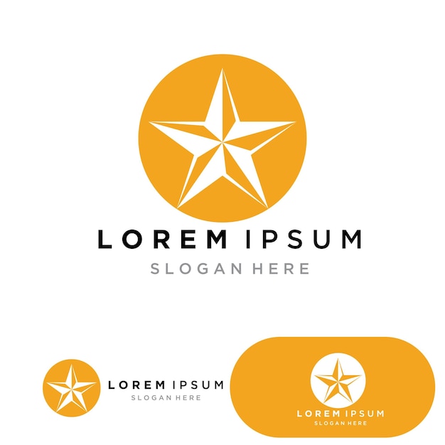 Gold Star Logo Vector with Black Background