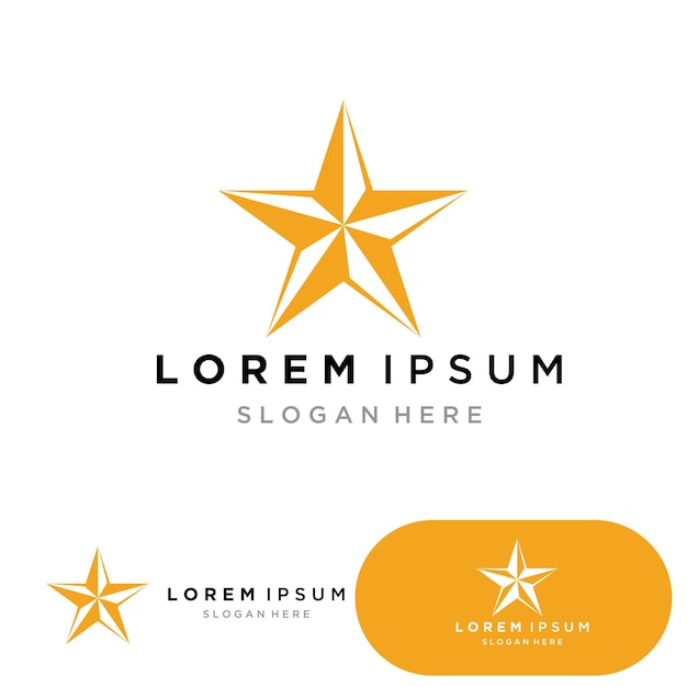 Gold Star Logo Vector with Black Background