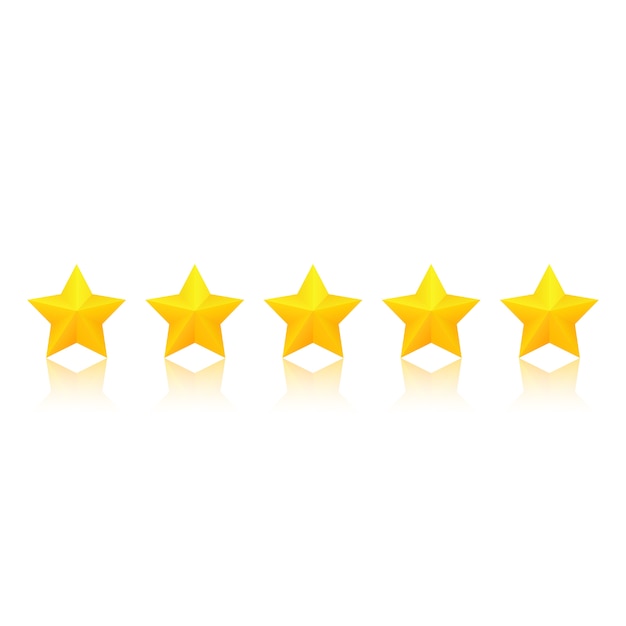 Gold star rating with reflection.