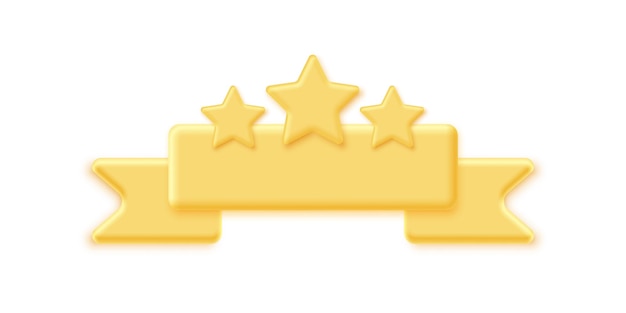 Gold stars award with ribbon 3d golden prize for winner or celebrity champion emblem