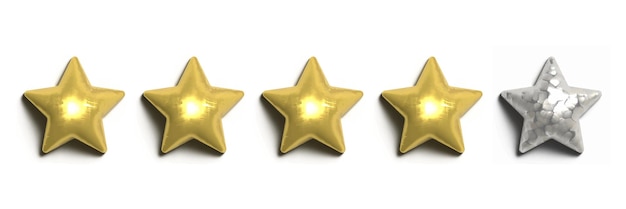 Vector gold stars rating stars customer review quality service game rate or score customer feedback
