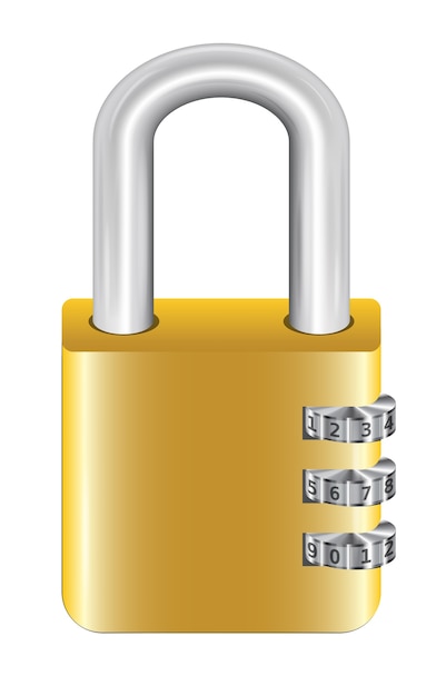 Vector gold steel master key lock with padlock