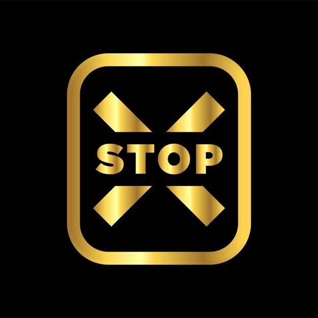 gold stop sing icon vector template logo trendy collection flat design