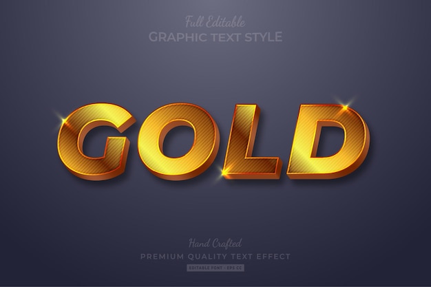 Стиль шрифта с редактируемым текстовым эффектом gold strip glow