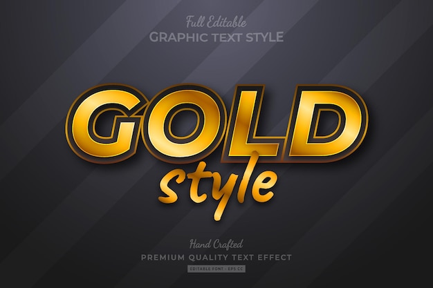 Vector gold style editable premium text effect font style