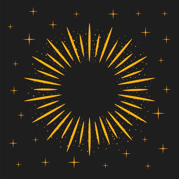 Вектор Золотая рамка солнечных лучей лучи и волшебная пыль