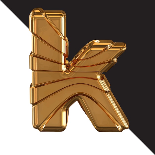 Vector gold symbol with gold belts letter k