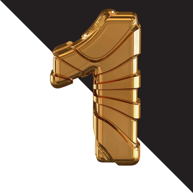 Vector gold symbol with gold belts number 1