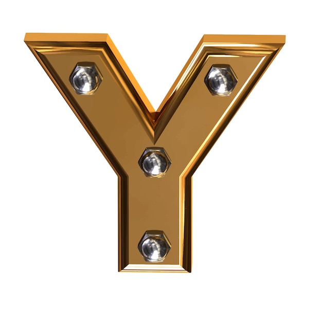 Vector gold symbol with metal bolts letter y