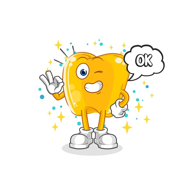 Gold teeth agree mascot cartoon vector
