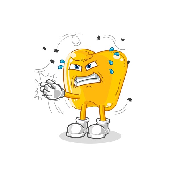 Gold teeth low battery mascot cartoon vector