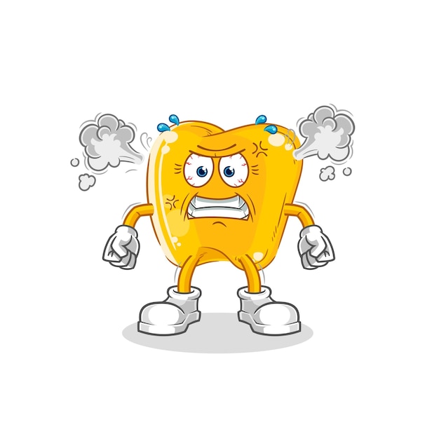 Vector gold teeth very angry mascot cartoon vector