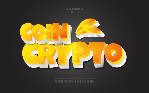 Gold text effect coin crypto banner with 3d shine