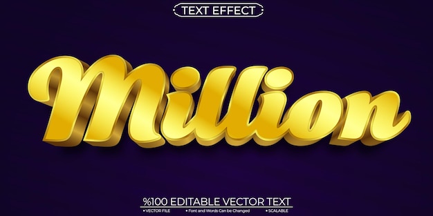 Vector gold text effect shiny million editable and scalable template vector text effect